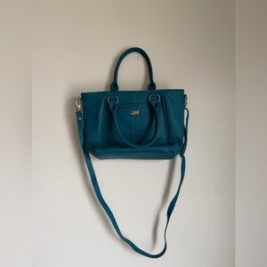 NWOT Jewell by Thirty-One Teal Pebbled Leather Satchel Crossbody/Should Purse